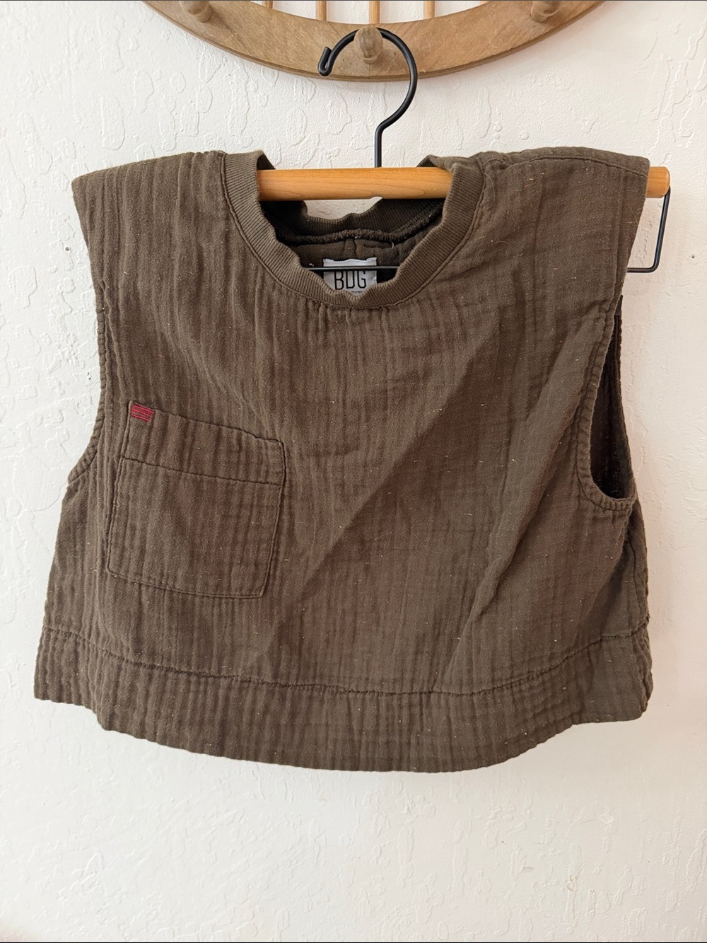 BDG GREEN speckle TIA woven crop shoulder pad open back muscle t m - Picture 3 of 5
